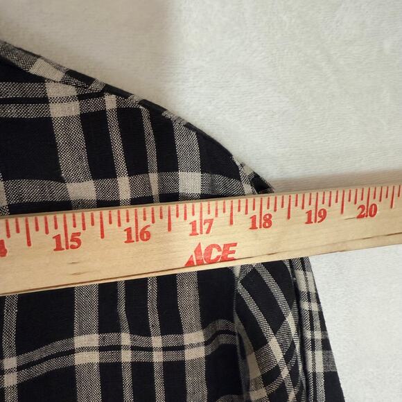 Westbound 18 Plus Black Plaid‎ Linen 3/4 Top Beach Lounge Vacation Summer Casual - Picture 5 of 8